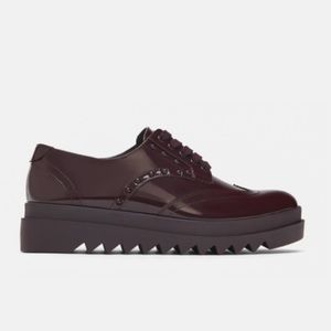 Zara Woman Studded Wingtip Platform Oxfords